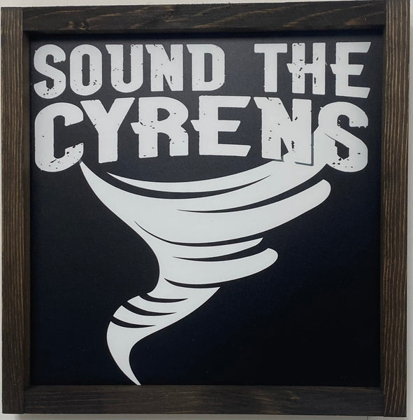 SOUND THE CYRENS Black Framed Sign Wood Logo